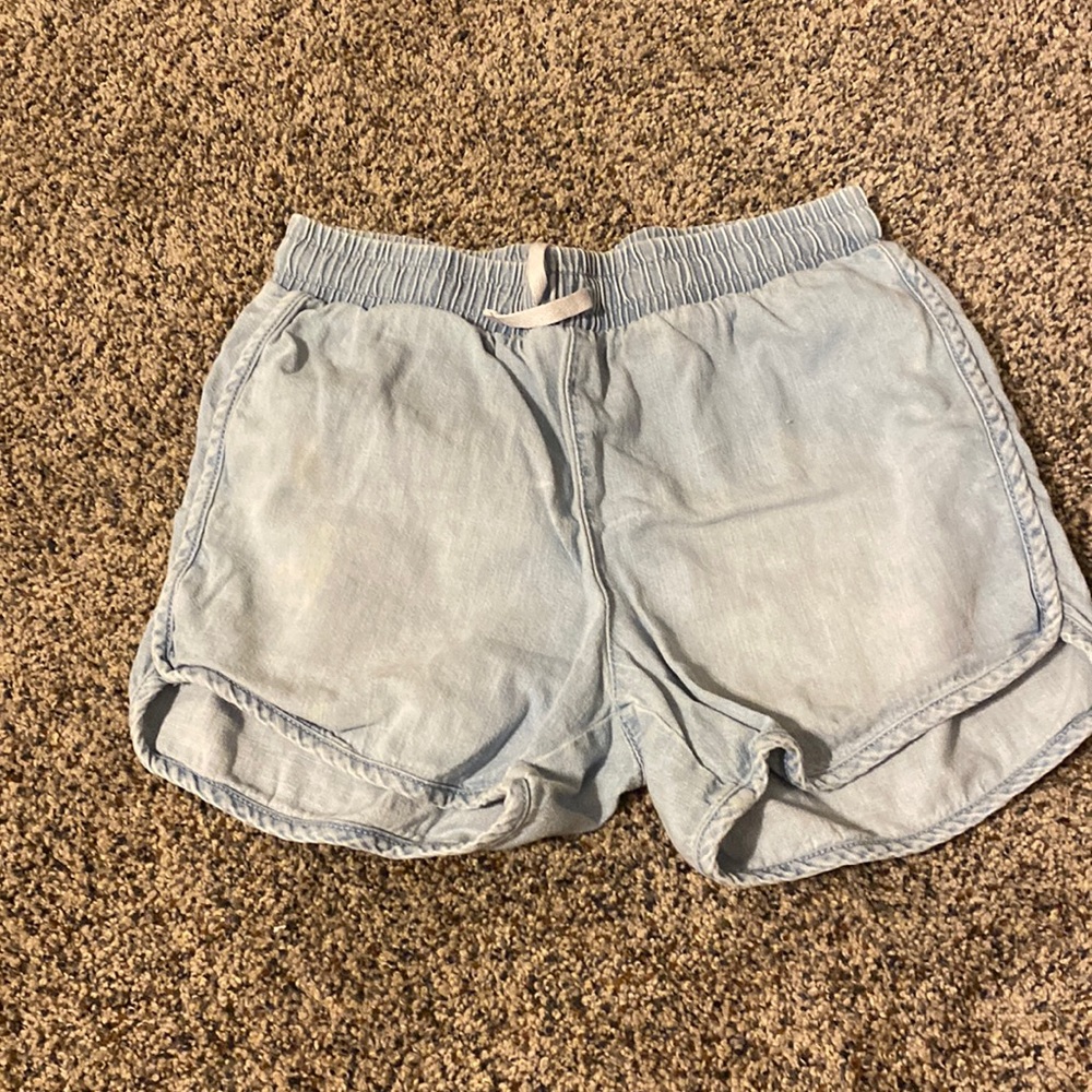 light blue adjustable denim shorts